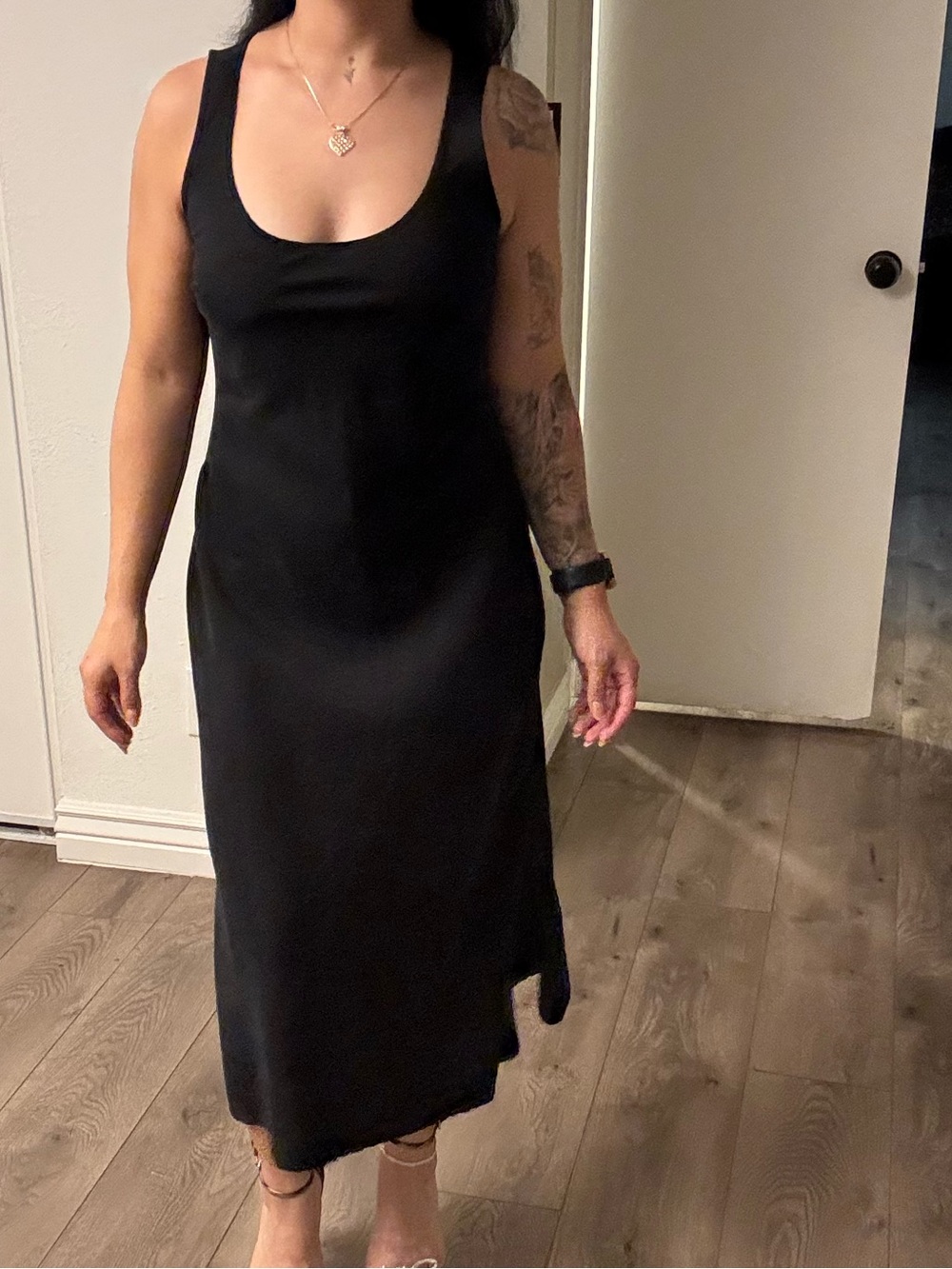 Universal Thread Black Scoop-Neck Midi Slip Dress
